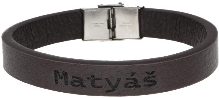 Ewena Kožený náramok hnedý s menom Matyáš