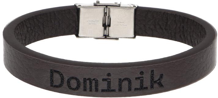 Ewena Kožený náramok hnedý s menom Dominik