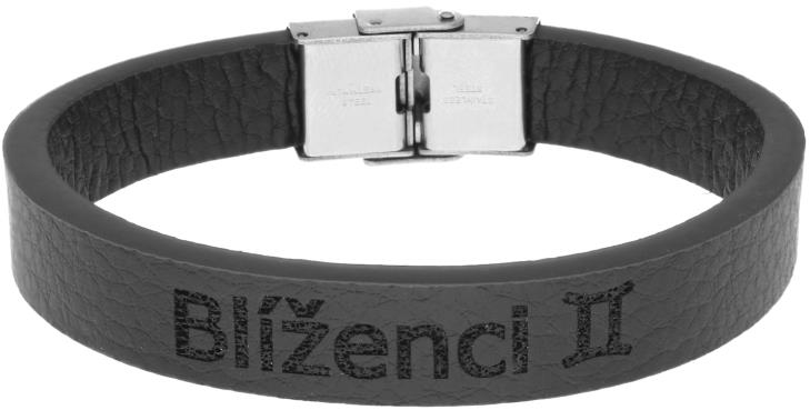 Ewena Kožený náramok čierny so znamením Blíženci