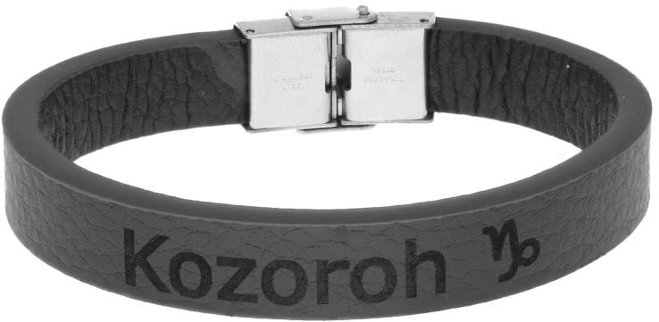Ewena Kožený náramok čierny so znamením Kozorožec
