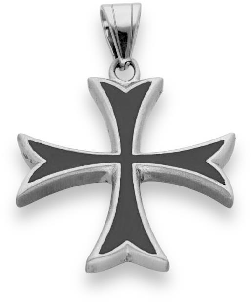 Ewena Prívesok Rytiersky Templársky kríž strieborno čierny