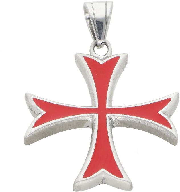 Ewena Prívesok Rytiersky Templársky kríž strieborno červený