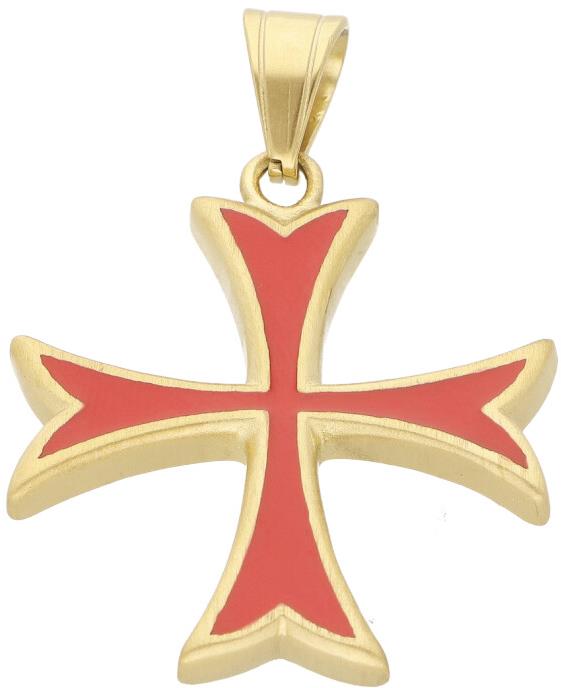 Ewena Prívesok Rytiersky Templársky kríž červeno zlatý