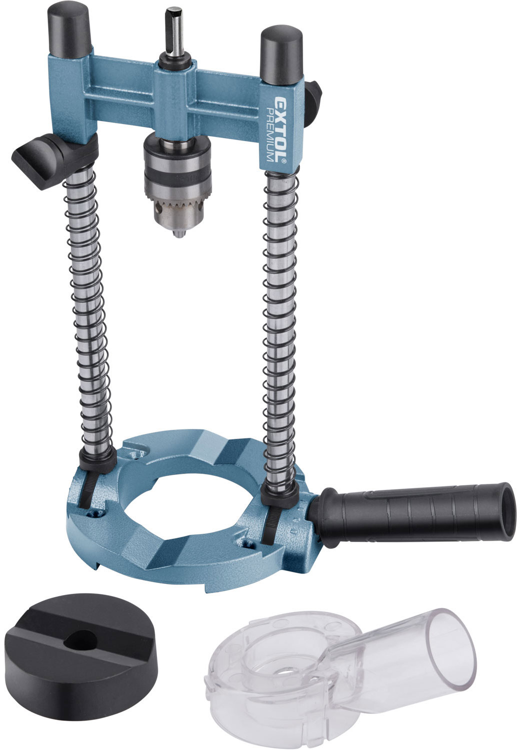 EXTOL PREMIUM stojan na vŕtačku viacúčelový so skľučovadlom, priemer 1 – 10 mm, priemer stopky 9 mm, 8807005