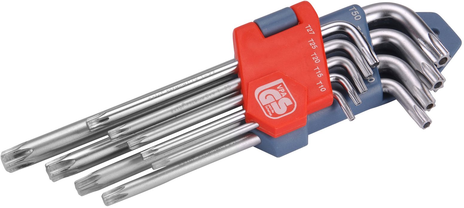 EXTOL PREMIUM L-kľúče TORX, sada 9 ks, 10 – 50, 6601