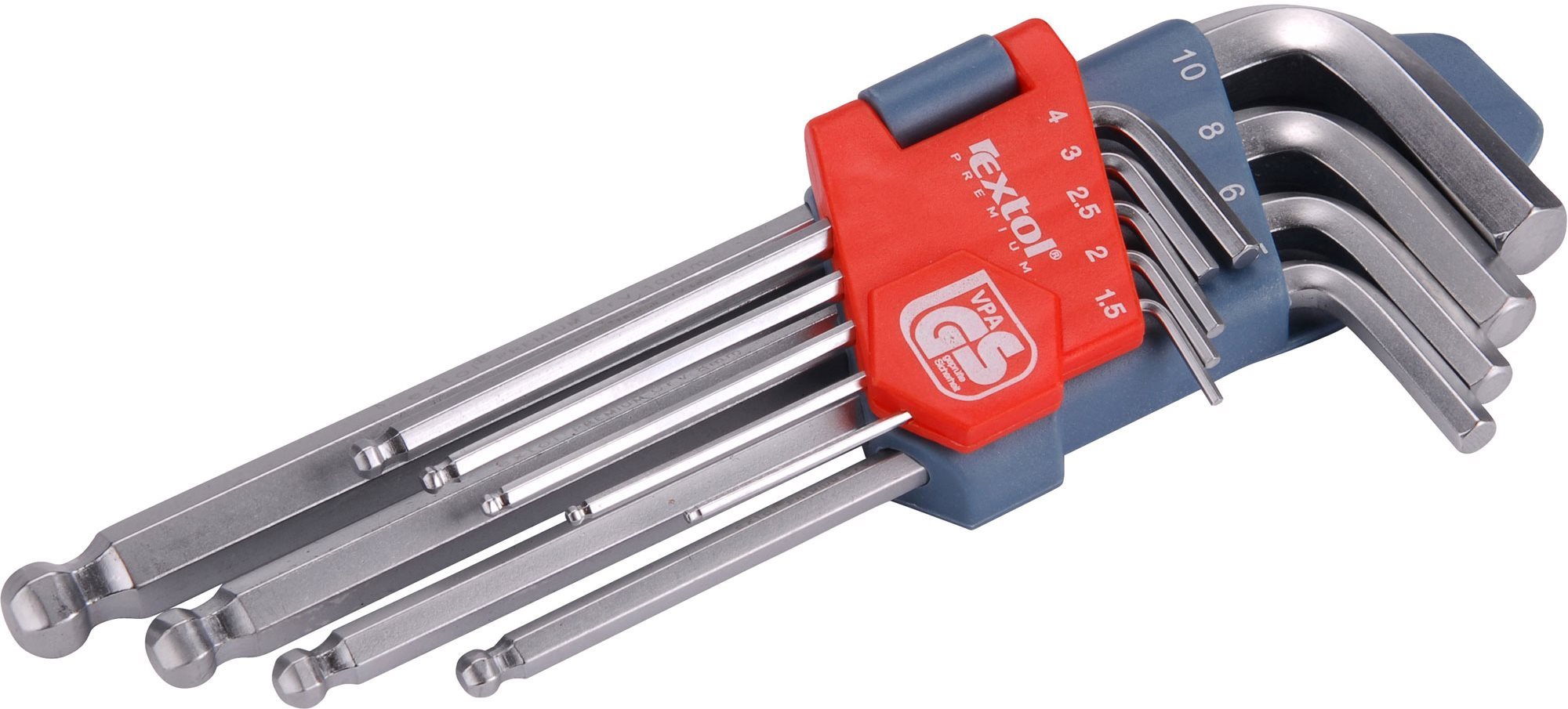 EXTOL PREMIUM L-kľúče IMBUS, sada 9 ks, 1,5 – 10 mm, s guľôčkou, 6609