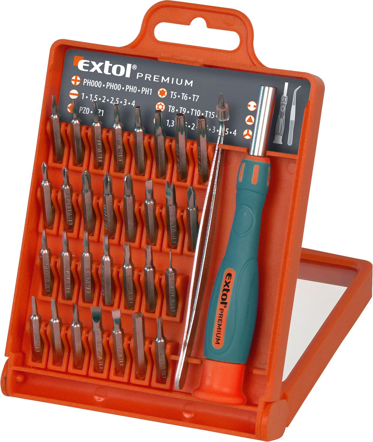 EXTOL PREMIUM skrutkovač hodinársky s mini-hrotmi, sada 32 ks, 8819105