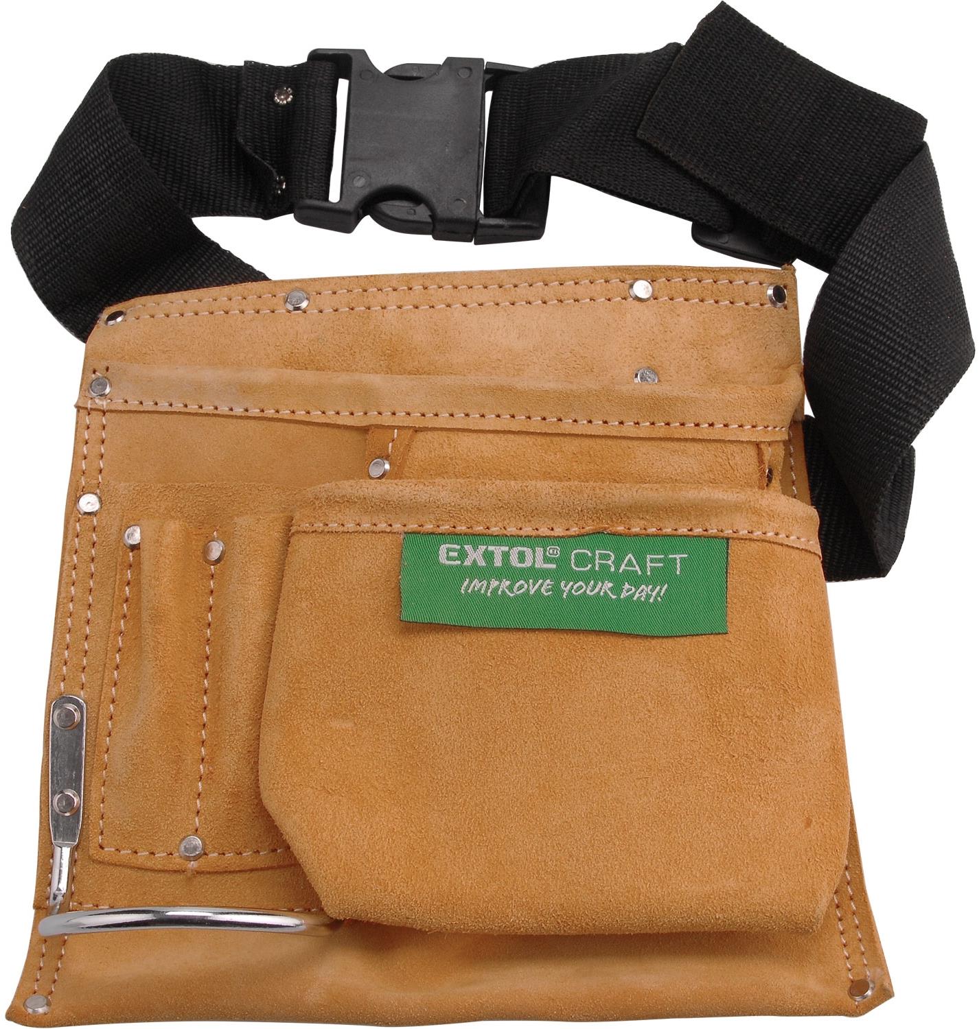EXTOL CRAFT Pás na náradie kožený, 3 vrecká