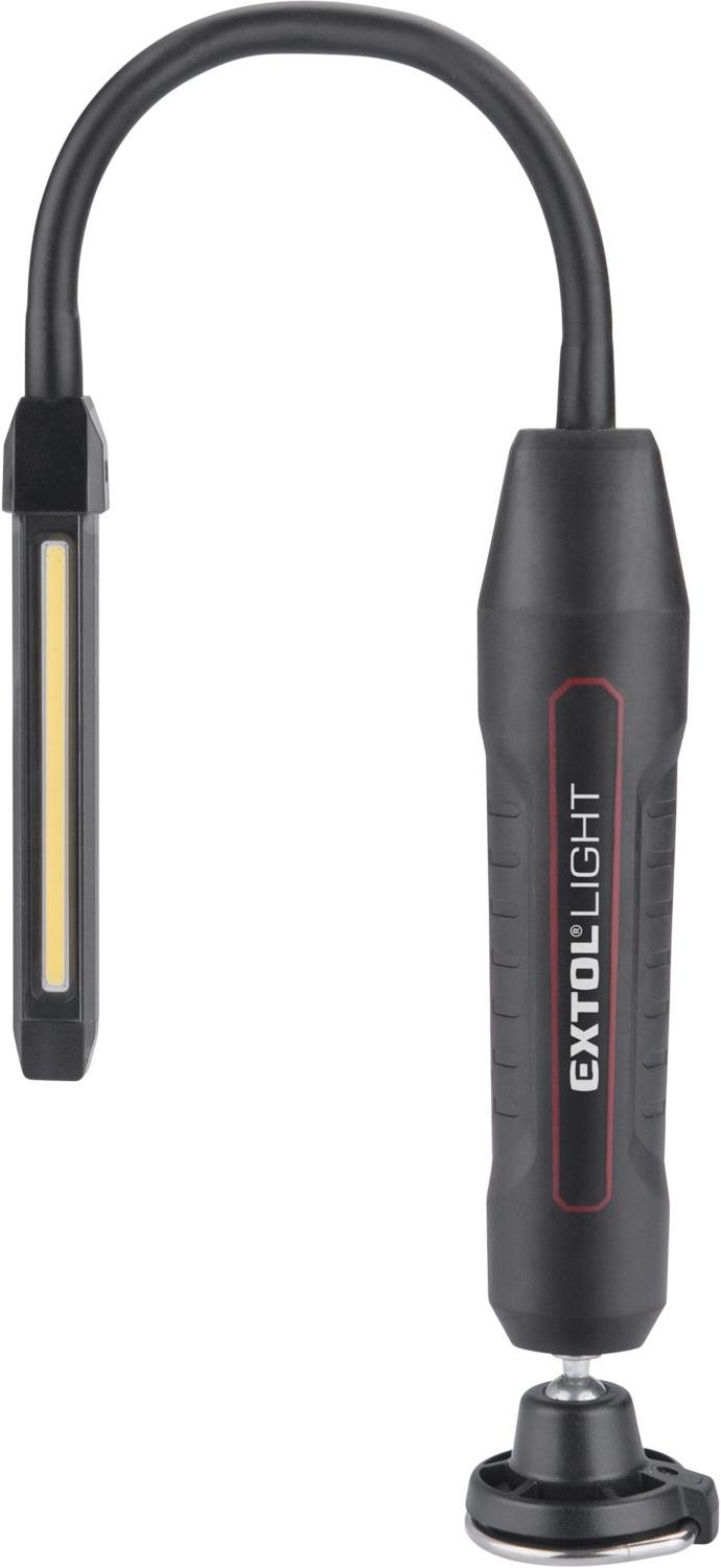 EXTOL LIGHT Svetlo pracovné, ohybné, 500 lm, USB nabíjanie, 500 lm COB + 140 lm LED