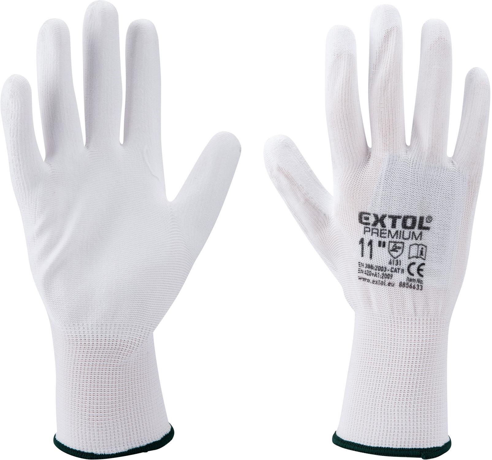 EXTOL PREMIUM Rukavice z polyesteru polomáčené v PU, biele, veľkosť 10