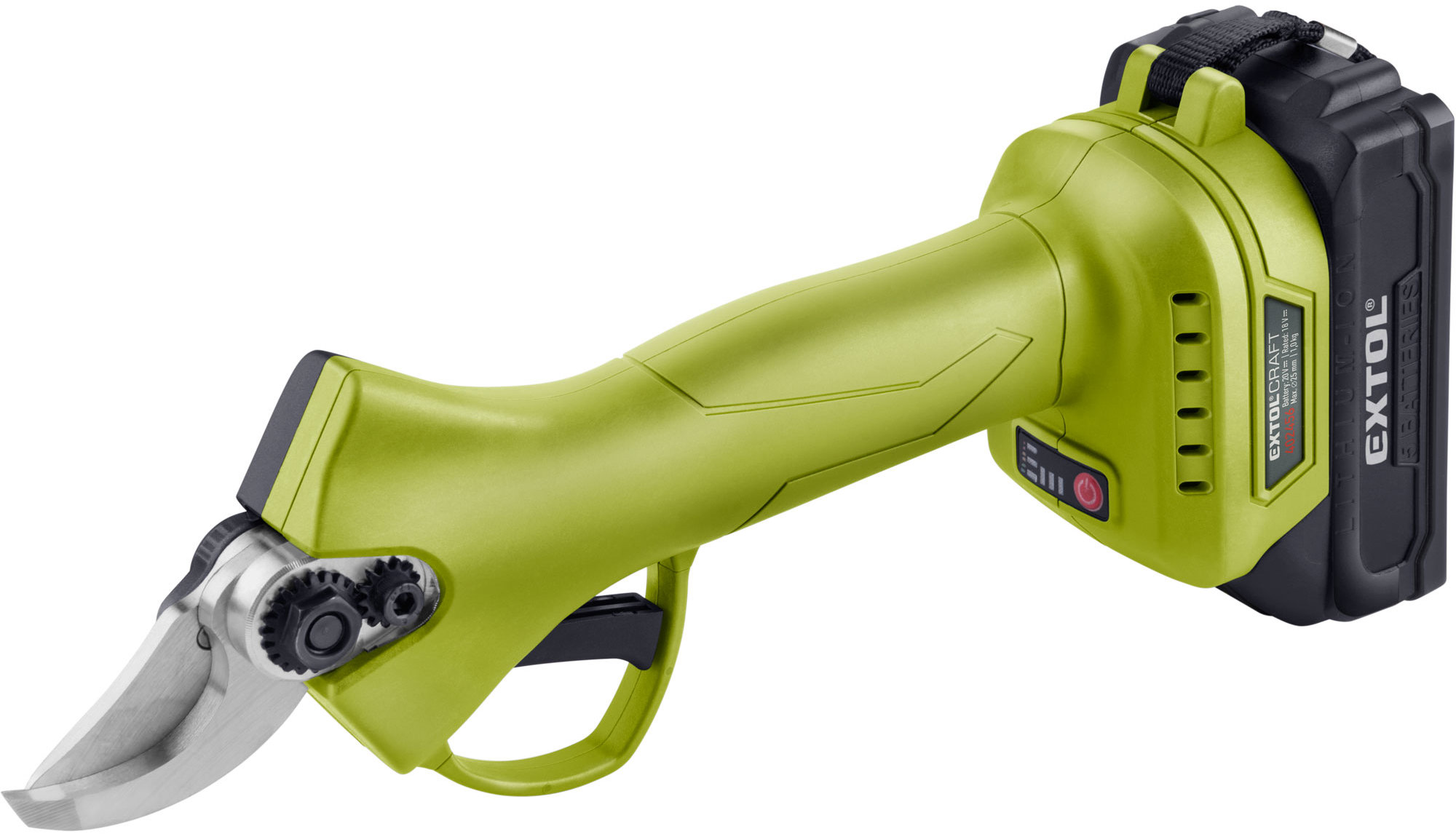 EXTOL CRAFT Nožnice záhradnícke aku, Brushless, 20 V Li-Ion, 2 Ah, 402456