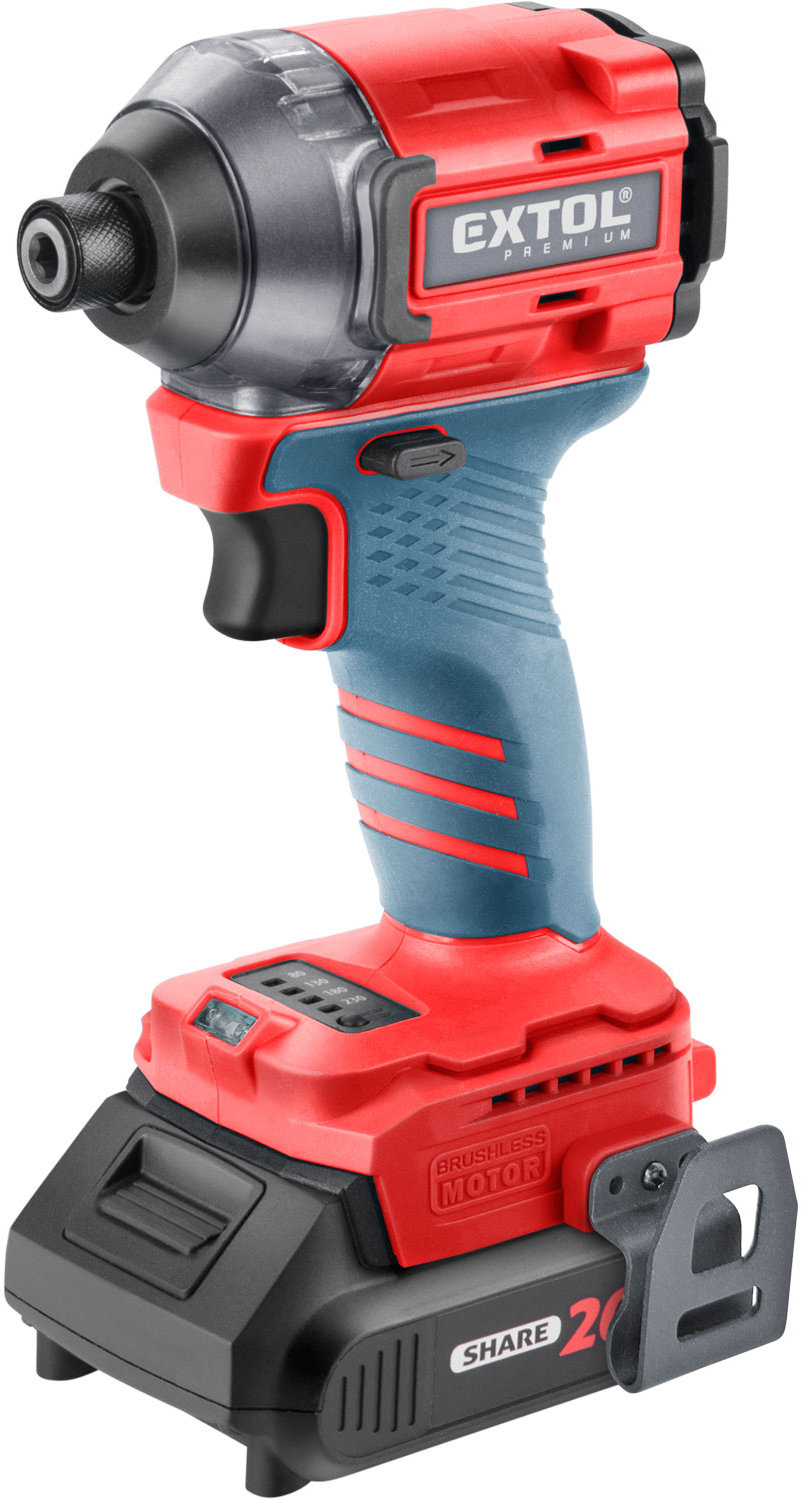 EXTOL PREMIUM Rázový uťahovák 1/4" AKU SHARE20V 8891814 (1× 2 Ah)