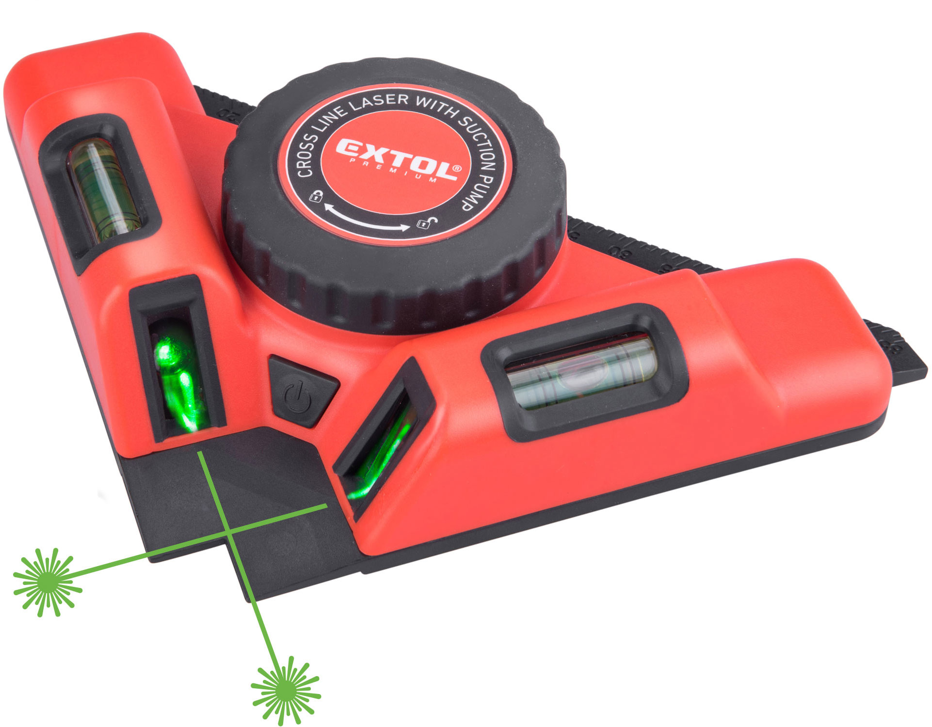 EXTOL PREMIUM Laser zelený-uholník 90°, s elektr. prísavným modulom 8823303