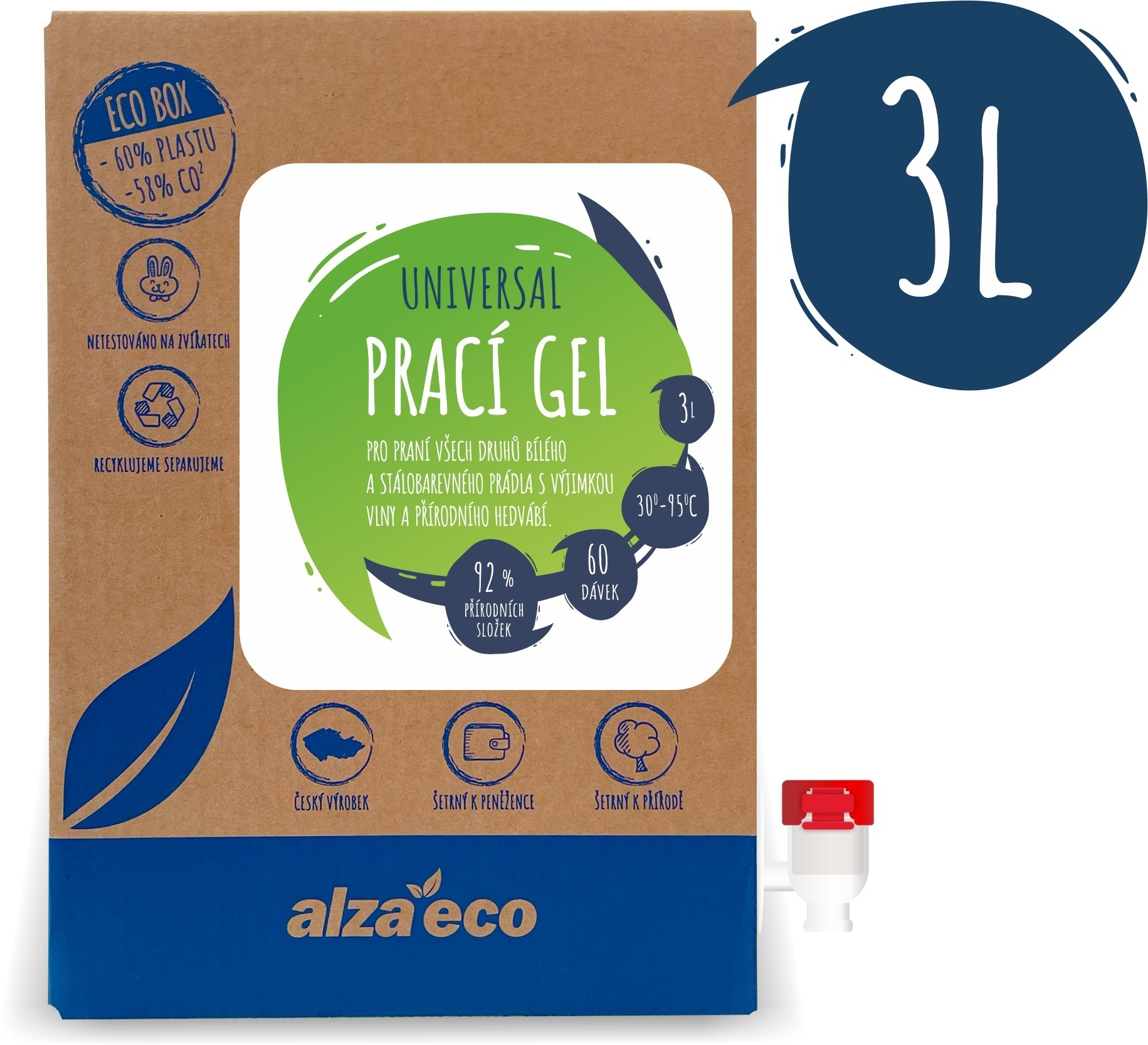 AlzaEco Prací gél Universal 3 l (60 praní)