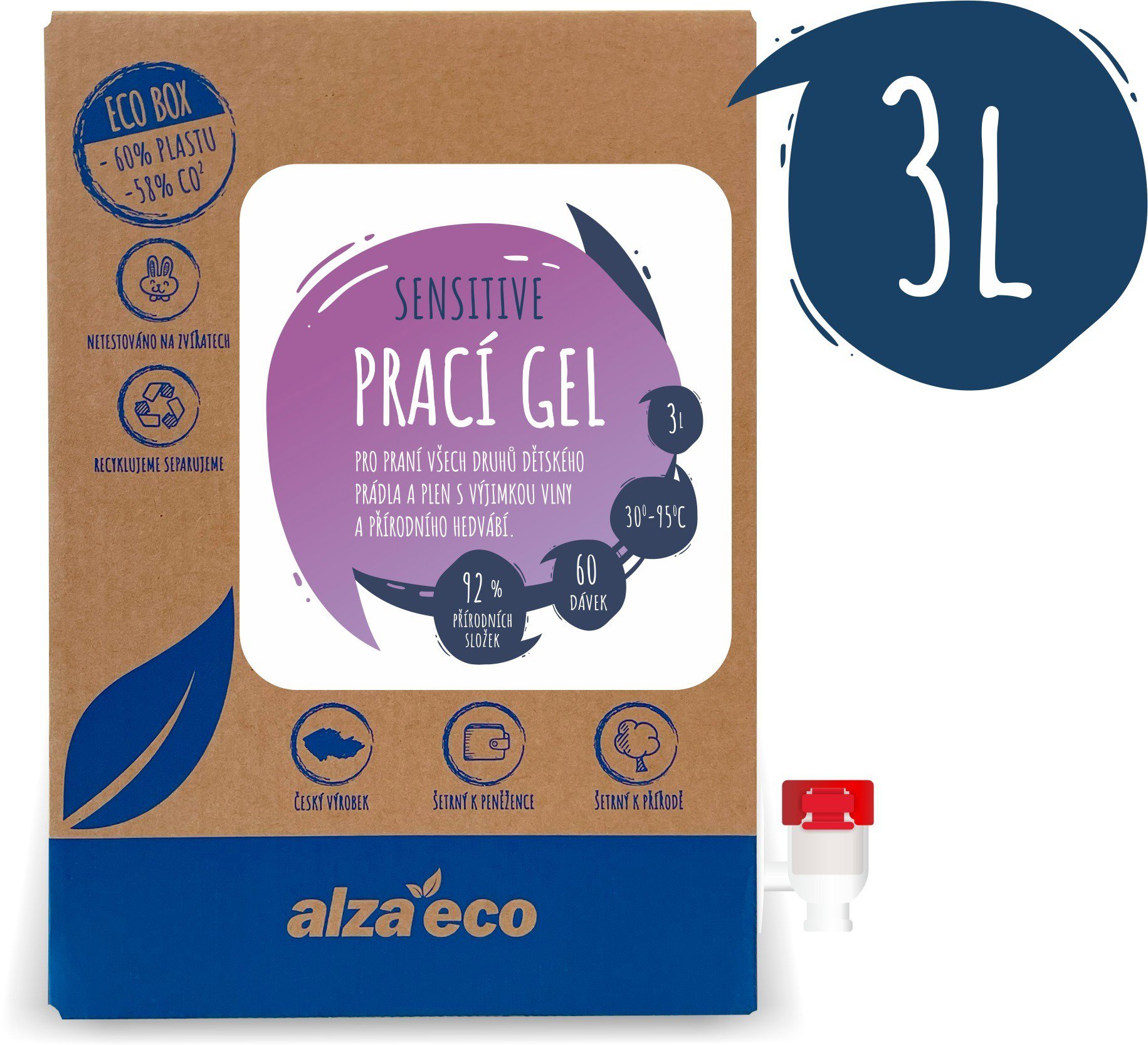 AlzaEco Prací gél Sensitive 3 l (60 praní)