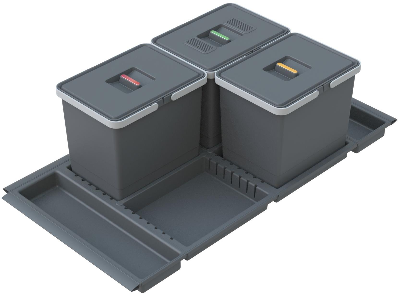 Elletipi METROPOLIS vstavaný výsuvný odpadkový kôš 15 + 15 + 15 l