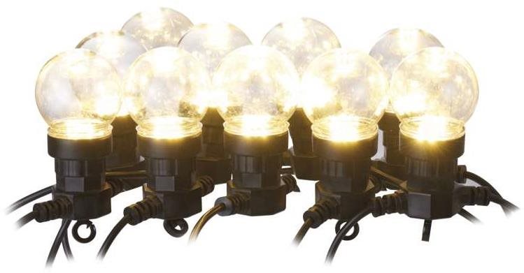 EMOS LED svetelná reťaz – 10× párty žiarovky číre, 5m, vonkajšia aj vnútorná, teplá biela