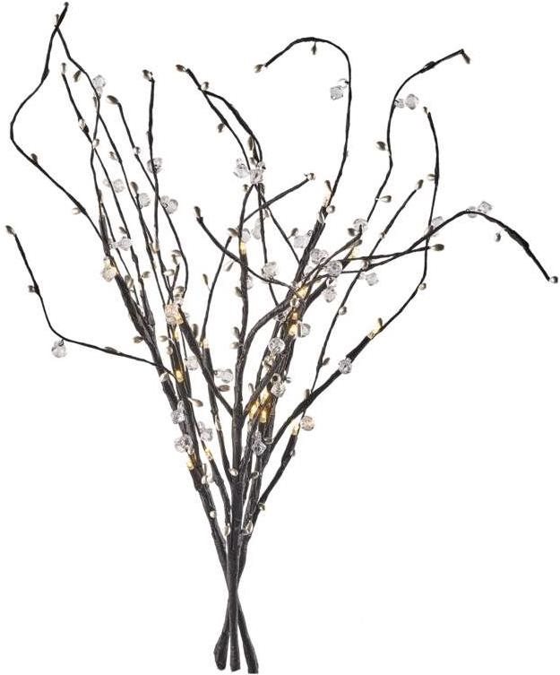 EMOS LED vetvička s perlami, 60 cm, 3× AA, vnútorná, teplá bielá, časovač