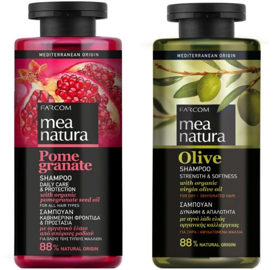 Farcom Mea Natura Šampón Gr. Jablko Každodenný Použitie 300 ml + Olivový šampón Sila a Jemnosť 300 m