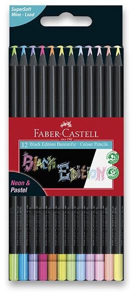 FABER-CASTELL Black Edition Neon/Pastel, 12 farieb