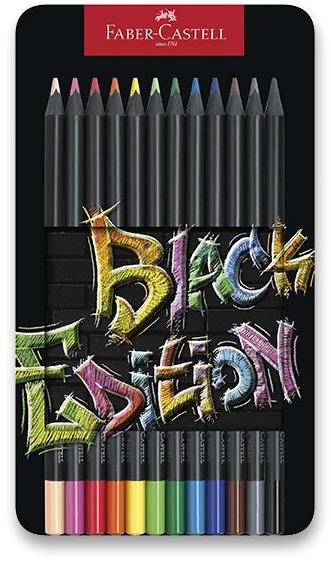 FABER-CASTELL Black Edition v plechu, 12 farieb