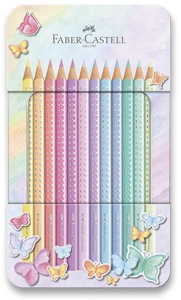 FABER-CASTELL Sparkle Pastel v plechu, 12 farieb