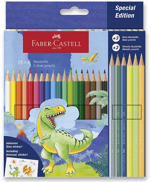 FABER-CASTELL Dinosaurus, 24 farieb