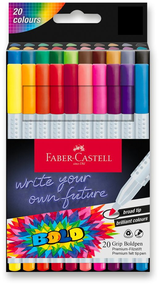 FABER-CASTELL Grip Boldpen, 20 farieb