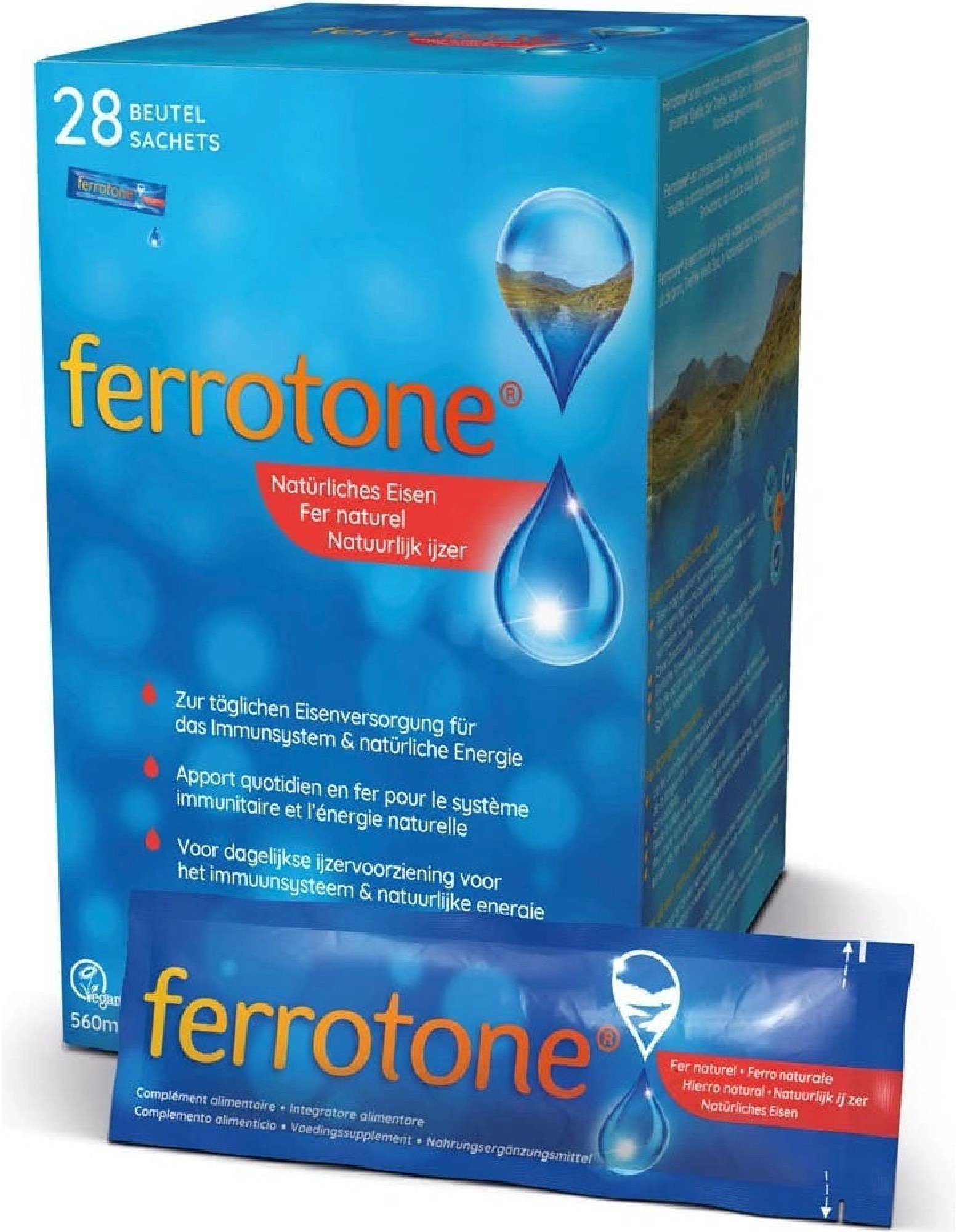 Ferrotone 100 % prírodný zdroj železa vrecká 28 × 20 ml
