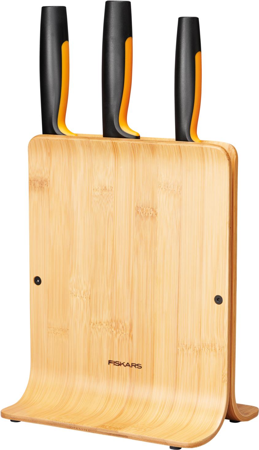 FISKARS Functional Form Bambusový blok s tromi nožmi