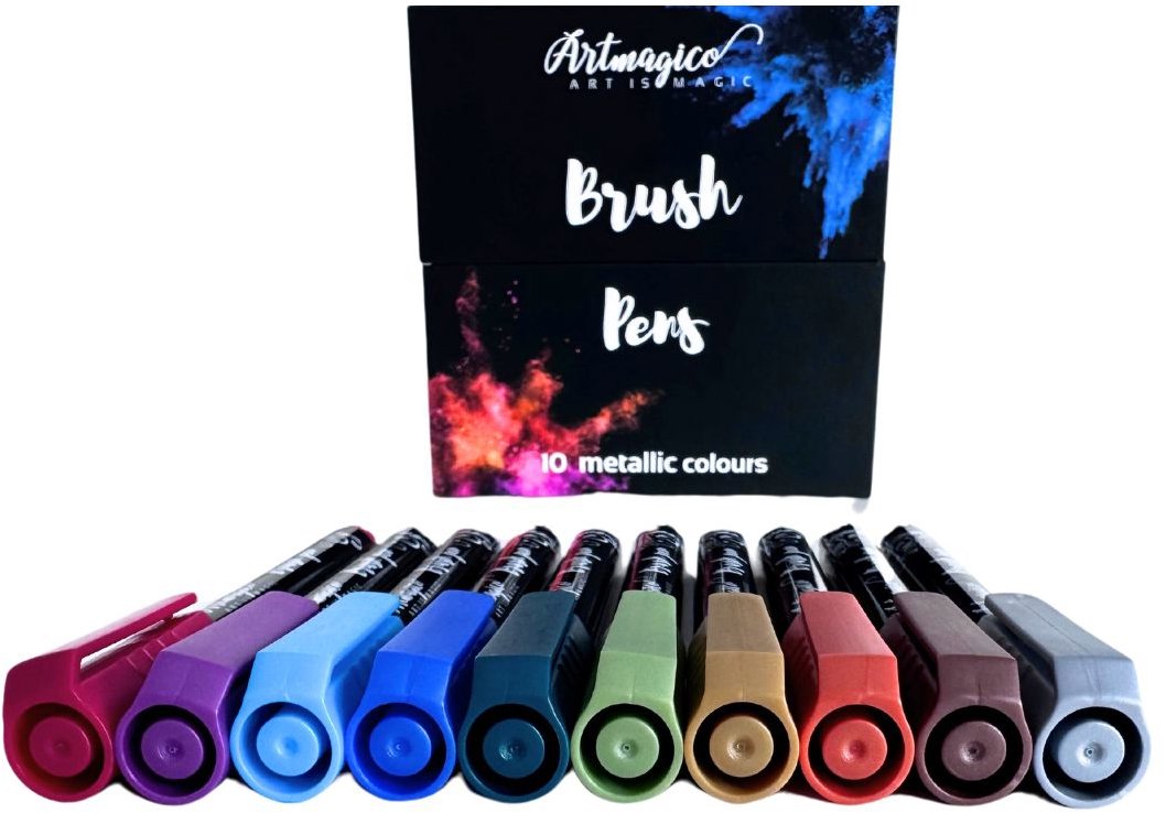 Artmagico Brush pens 10 ks, metalické odtiene
