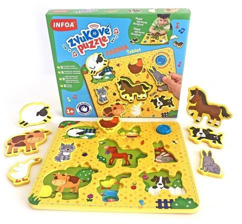 Zvukové puzzle Farma Tablet - vkládačka