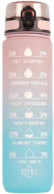 Flamenco Mystique Prenosná fľaša na vodu, 1 ls odmerkou, pútkom a slamkou, ružovo-zelená