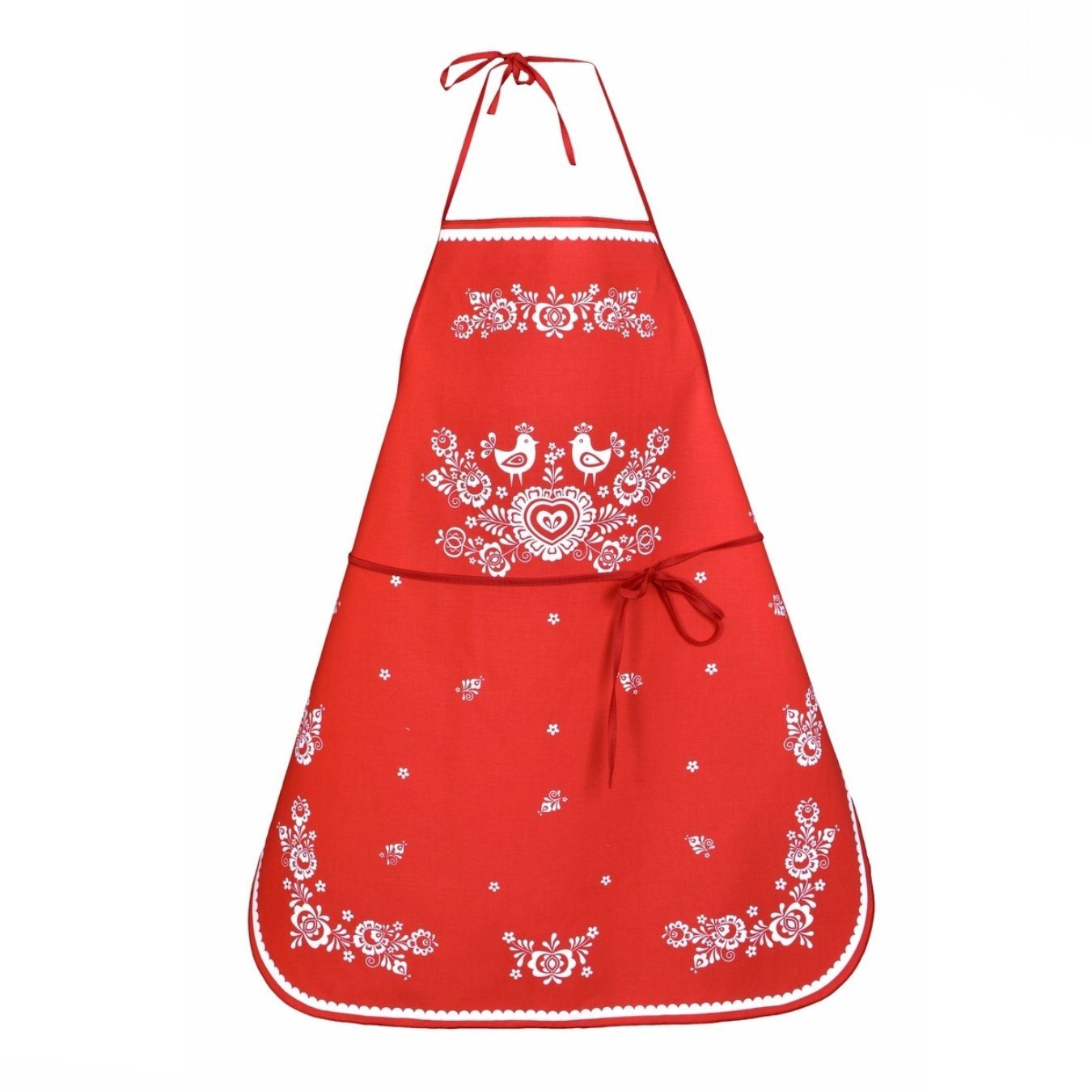 Forbyt Kuchynská zástera Folk podklad červený 64 × 76 cm