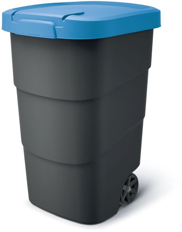 PROSPERPLAST Nádoba na smeti, s odolnými kolieskami Wheeler, antracit s modrým vekom 110 l