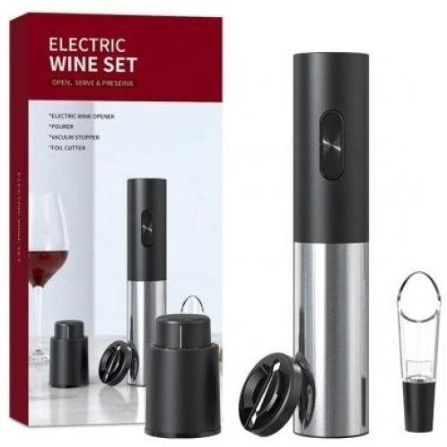 Verk Súprava na víno 4 v 1 AKU, USB čierno-strieborná