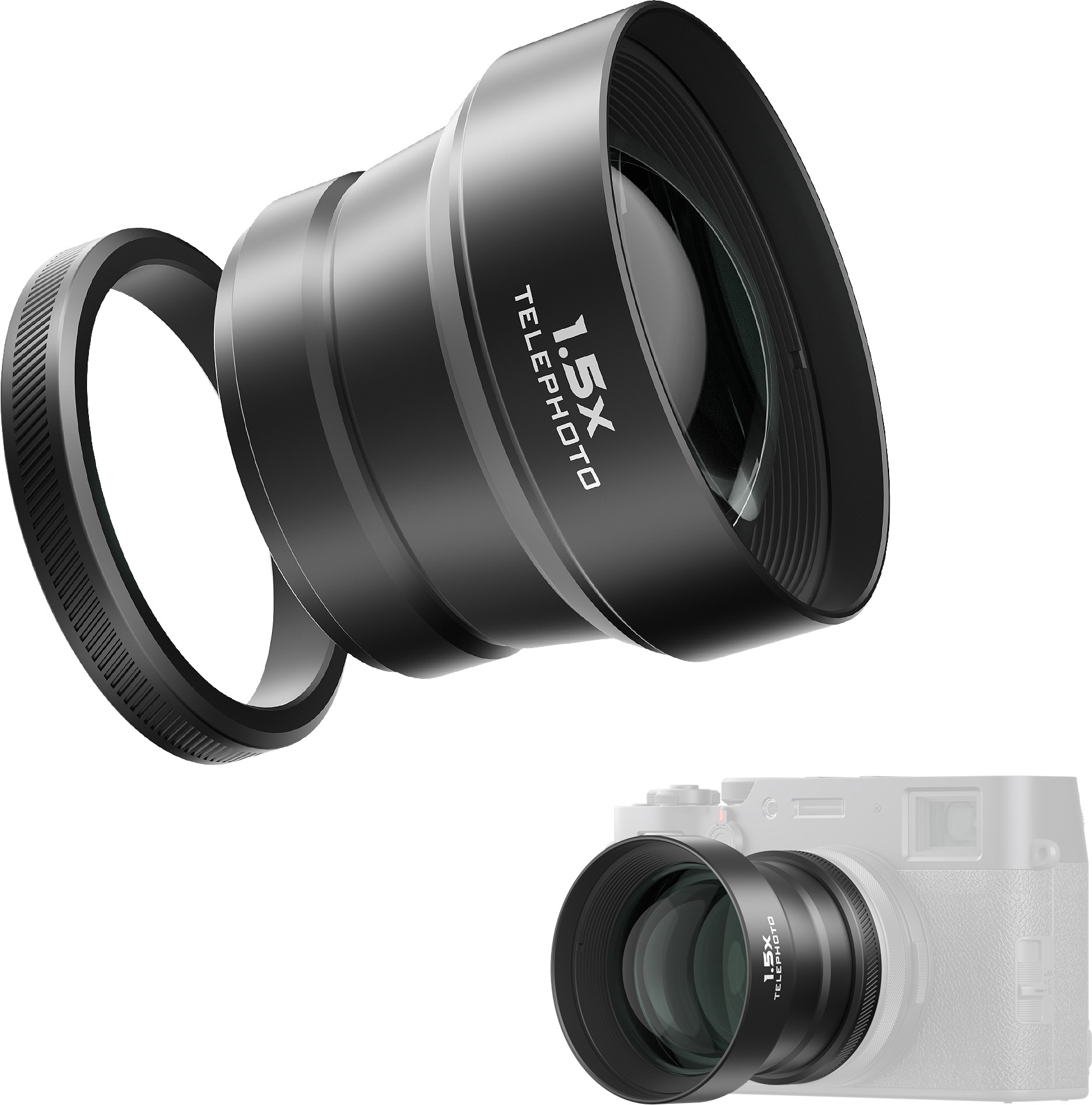 FREEWELL Fuji X100VI/X100V 1,5× Telephoto Lens Black