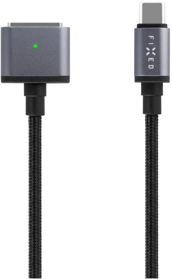 FIXED Cable USB-C/MagSafe 3 2 m 140 W opletený sivý