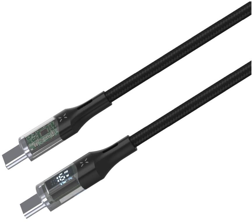 FIXED Cable USB-C/USB-C s displejom a podporou PD 1.2 m USB 2.0 100 W čierny