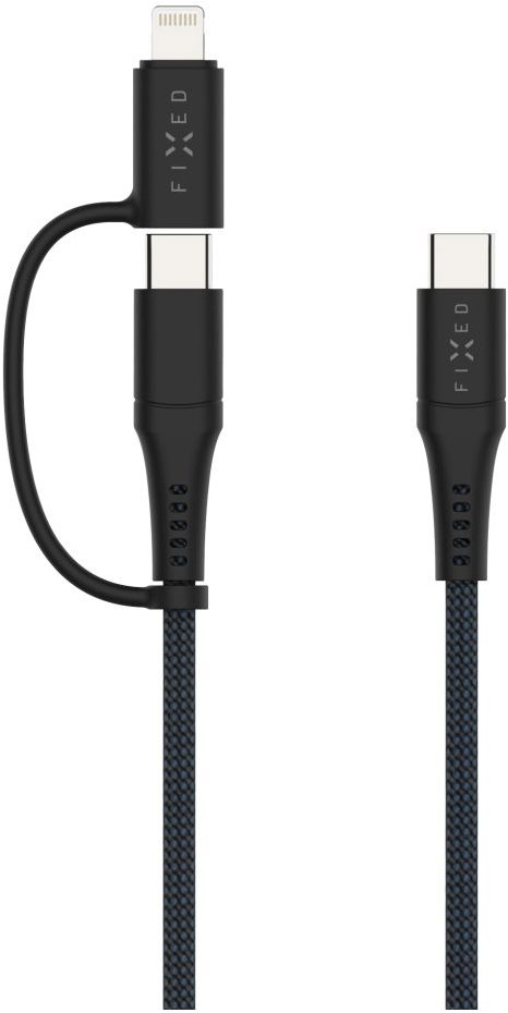 FIXED Cable USB-C/USB-C a Lightning adaptérom PD 1,2 m MFi PD 60 W sivý