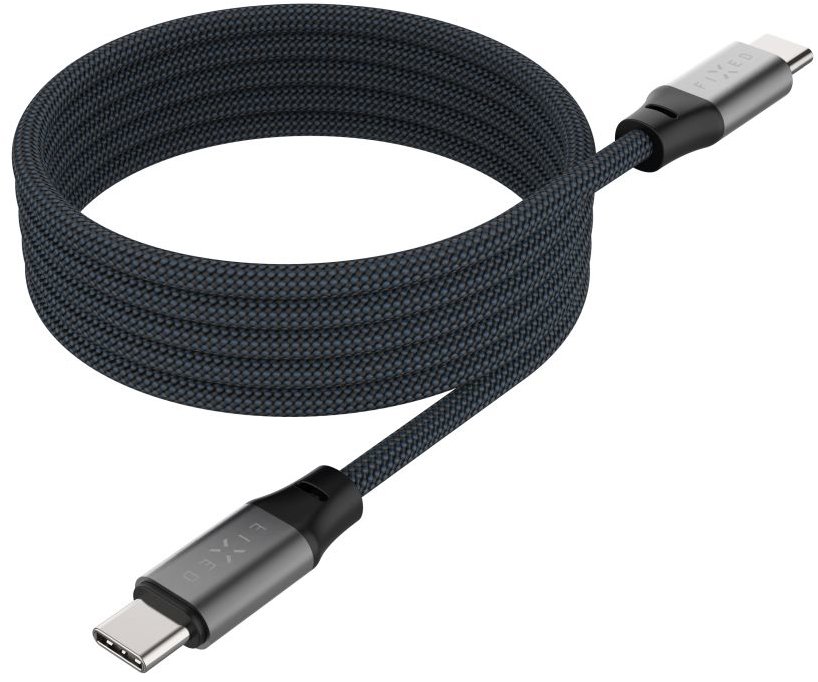 FIXED Magnetic Cable USB-C/USB-C a podporou PD 1,2 m USB 2.0 240 W sivý