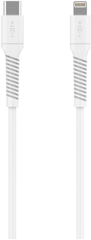 FIXED Cable USB-C/Lightning a podporou PD 1,2 m USB 2.0 60 W Liquid silicone biely