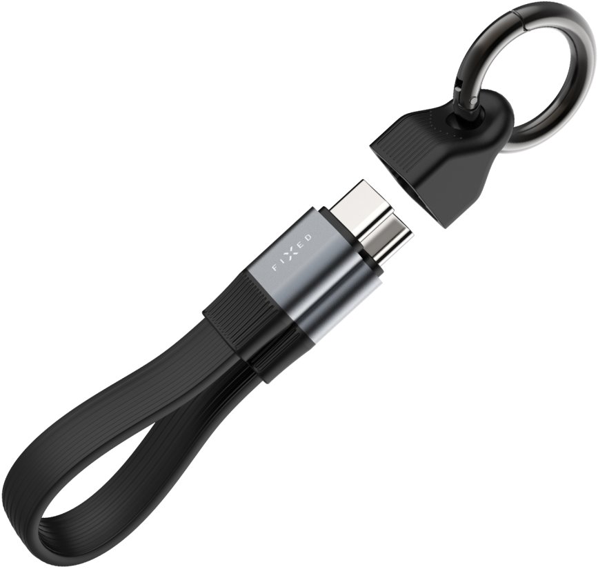 FIXED Clip Cable USB-C/USB-C s karabínou 3.2 Gen 2 10 Gb/s 4K 60 Hz PD 240 W čierny