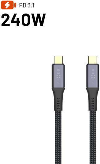 FIXED MultiMedia Cable s konektory USB-C/USB-C PD 3.1 USB4 Gen3 40Gbps 8K60Hz 240W 0.35m černý