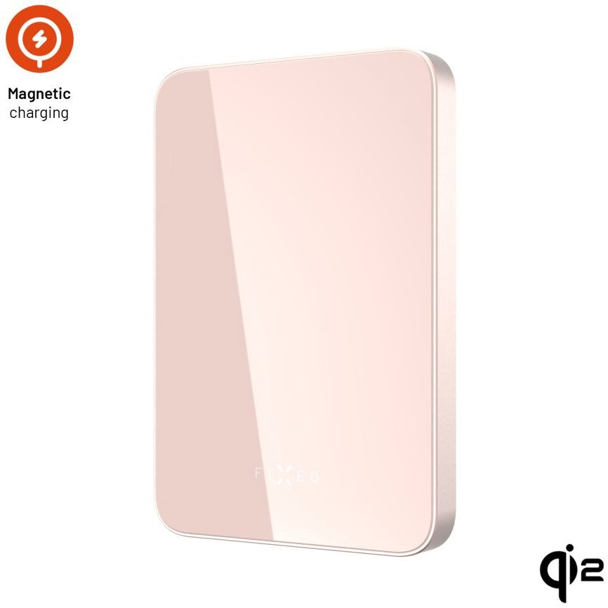 FIXED MagZen 5 Crystal s bezdrôtovým nabíjaním Qi2 a podporou MagSafe 5000 mAh ružová