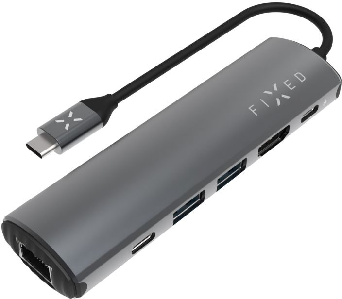 FIXED HUB Pro 6 v 1 USB-C 3.2 Gen2 4 k 60 Hz na notebooky a tablety sivý