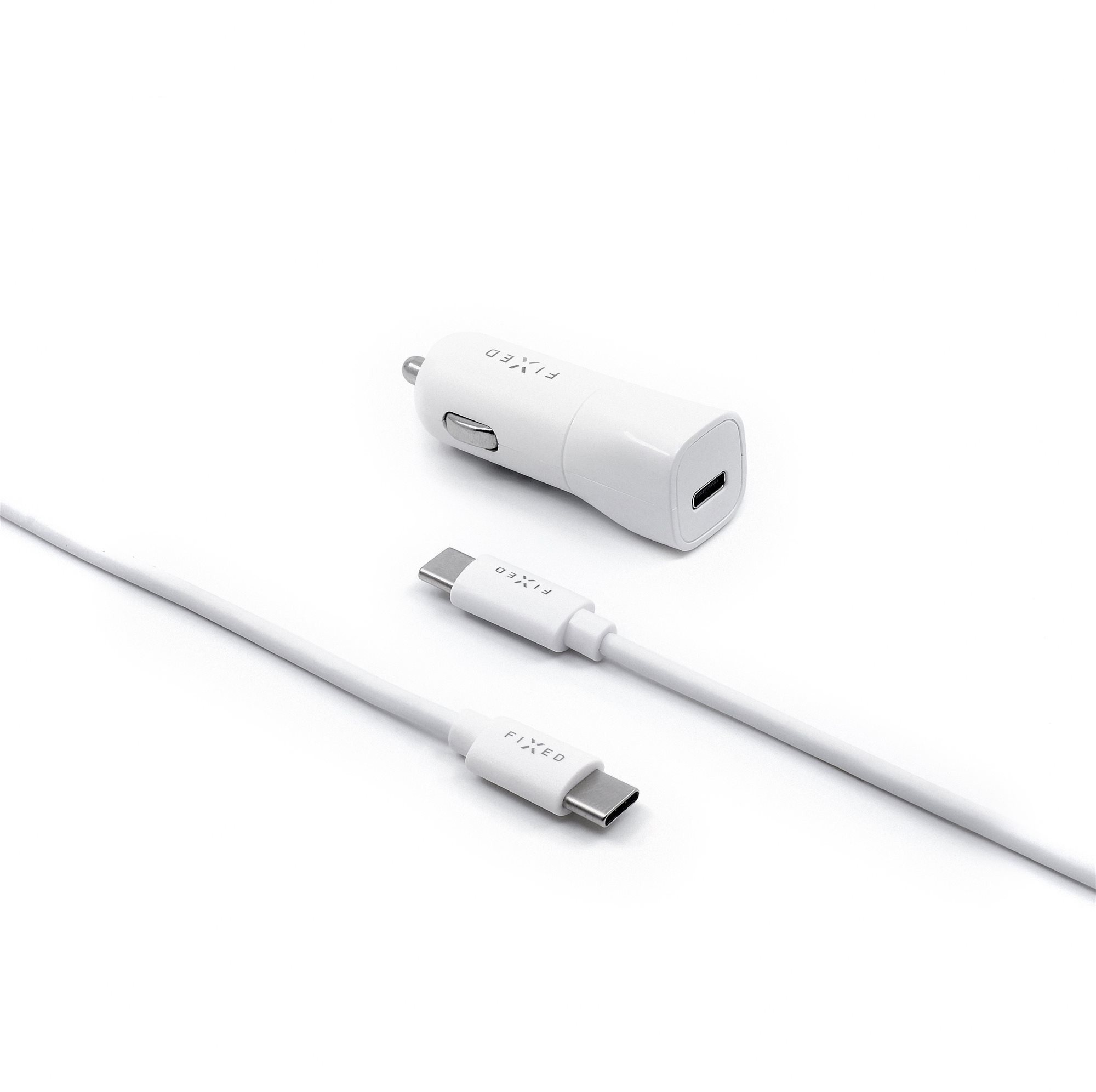 FIXED Car s USB-C výstupom a USB-C/USB-C kábla podpora PD 1 m 18 W biela