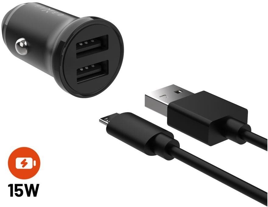 FIXED s 2× USB výstupom a USB/micro USB káblom 1 meter 15 W Smart Rapid Charge čierna
