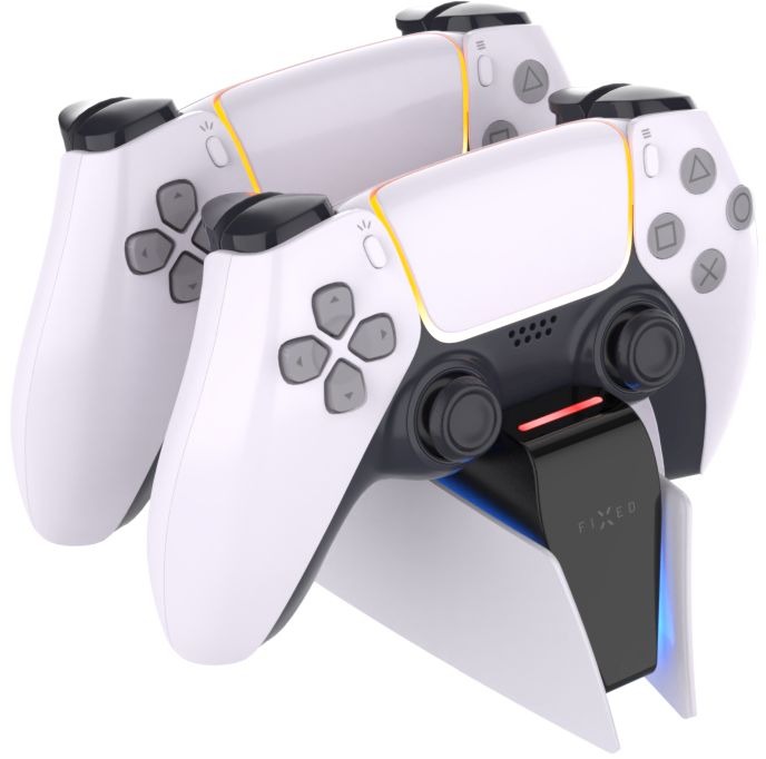 FIXED Charging Station pre dva bezdrôtové ovládače DualSense PlayStation 5 čierno-biely