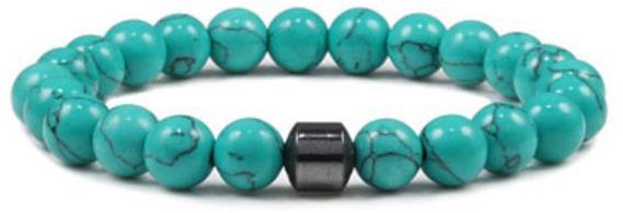 Flor de Cristal Náramok z pravých kameňov Tyrkys tmavší a Hematit